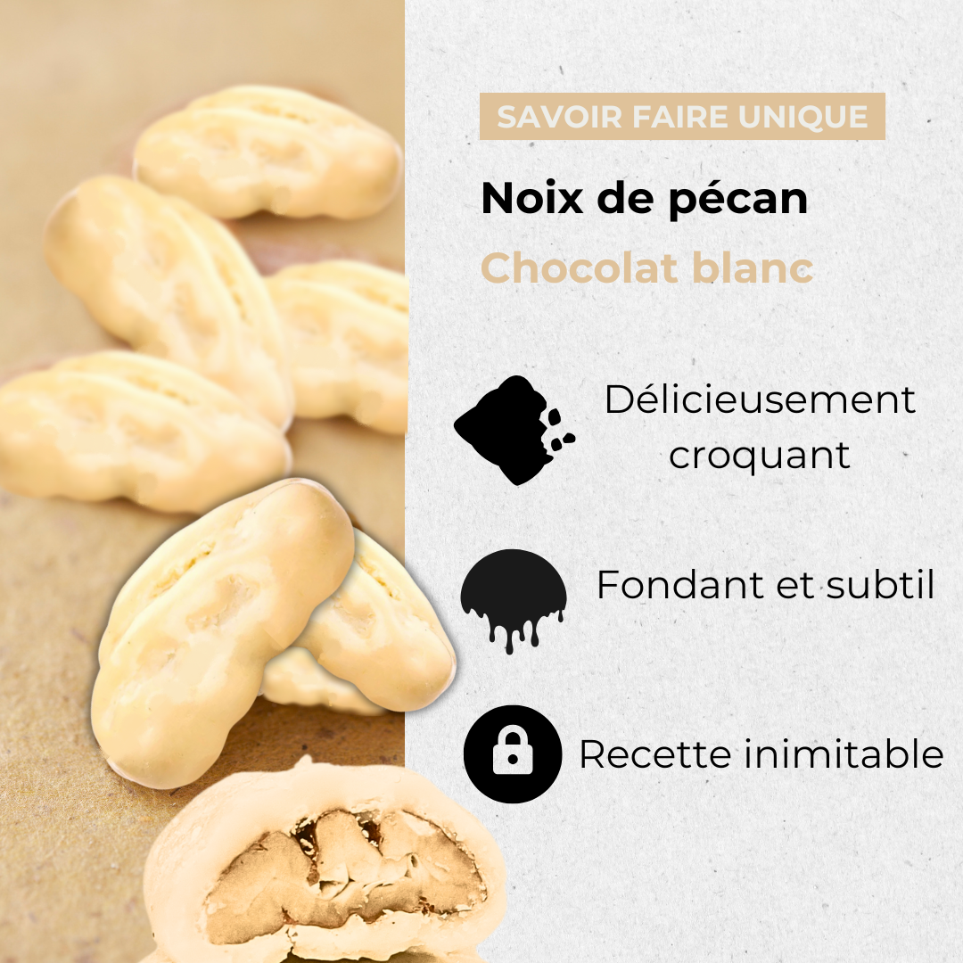 Noix de pécan enrobées de chocolat blanc - Halwati's™