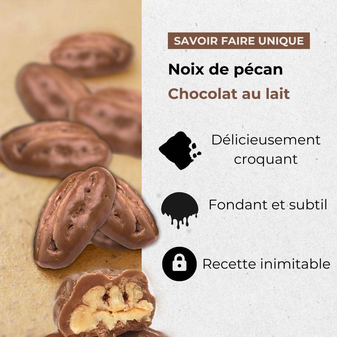 Noix de pécan enrobées de chocolat au lait - Halwati's™